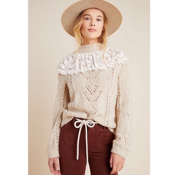 Anthropologie Suzanne Pointelle Sweater NEW,All Products : American Fashion Style Bags On Sale